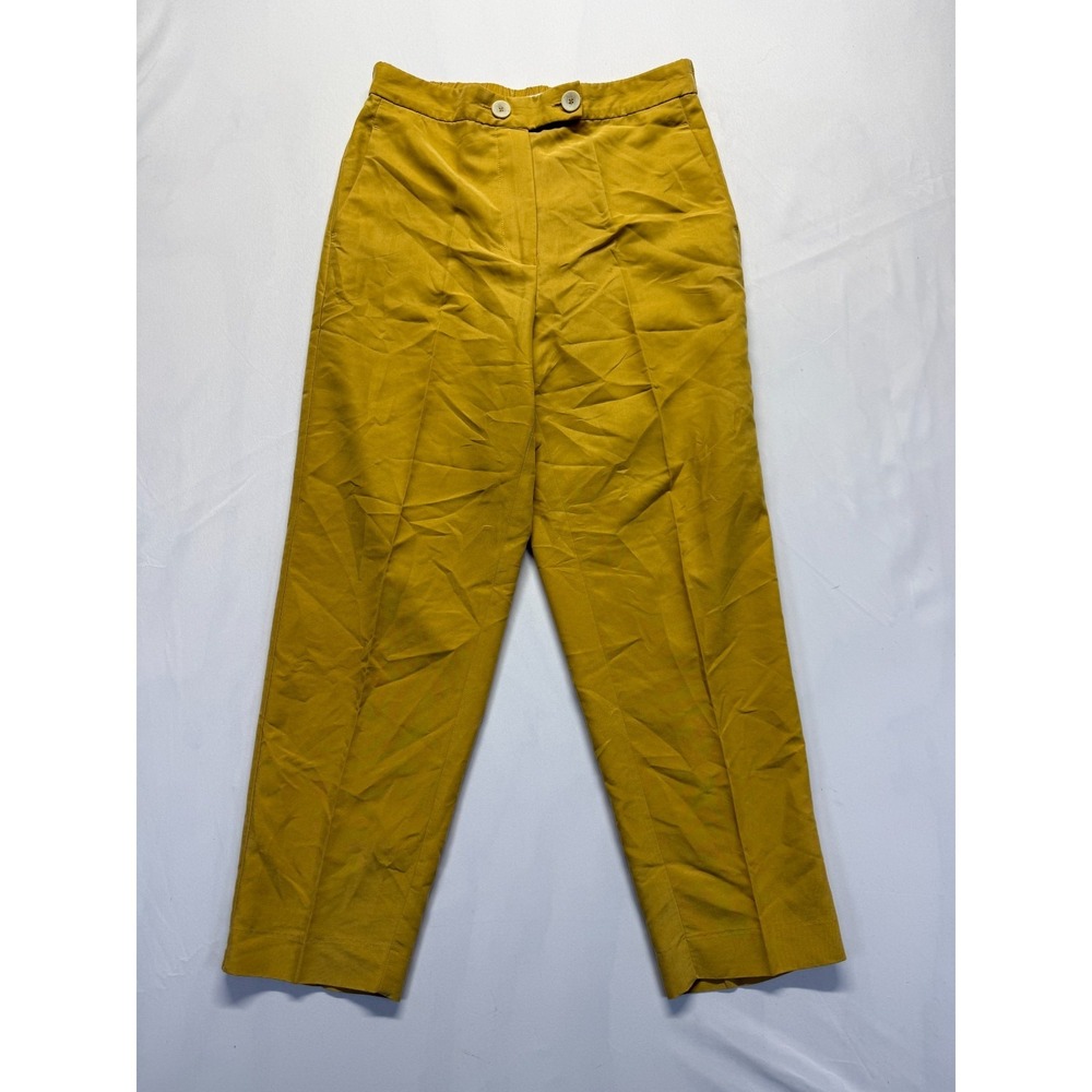 MNG Mango Suit Dress Pants Womens 6 Mustard Yellow Formal High Rise Straight Leg
